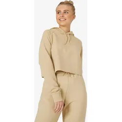 Kapuzenpullover Damen Crop - 520 beige, beige, XL