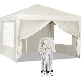 Woltu Faltpavillon 3 x 3 m inkl. 4 Seitenteile Beige