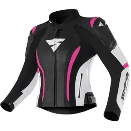 SHIMA Miura 2.0 Damen Motorrad Lederjacke, schwarz-weiss-pink, Größe 32