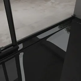 SoGood doporro Nischentür Duschabtrennung 140x195 cm mit Schiebetür 8mm ESG-Sicherheitsglas Klarglas Duschwand schwarz inkl. Nano-beschichtung Teramo19K schwarz