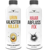 Rohrreiniger Abflussreiniger + WC Reiniger & Urinsteinentferner extra stark | abflussfrei mit Haarweg-Formel | Kalkreiniger für Toiletten-Reinigung im Badezimmer von URBAN FOREST 2x 1000 ml