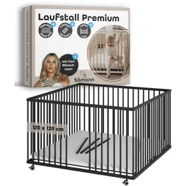 Sämann Laufgitter Matratze SleepPlus, Lattenrost Sprossen Black Edition Premium | Gr.: 120x120 cm)