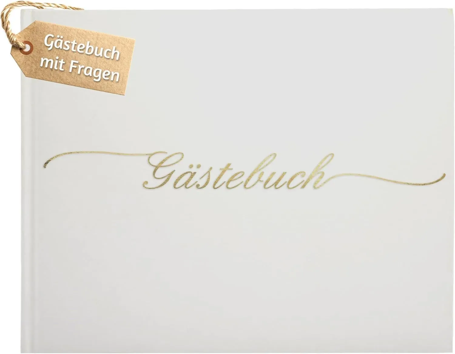 Gästebuch Hochzeit mit Fragen Plastikfrei Verpackt - 120 Seiten Dickes Premium-Papier Mit Goldenem Titel Ideal Für Ihre Hochzeit, mit Fragen - Weiß