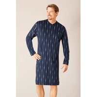 Hajo Nachthemd Herren Nachthemd mit V-Ausschnitt (1-tlg) Modisches Design blau