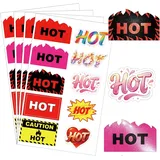 200 home-rave hot sticker, 2 x 125 cm musiklocker-logo mit gefühllosen etiketten, wasserabbrennende lebensmittel, warnen den superhocker im supermarktregal und in der kantine vor scharfer soße