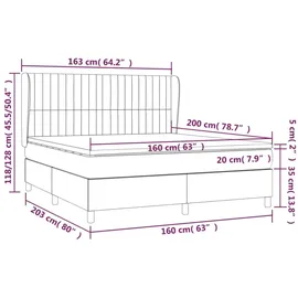 vidaXL Boxspringbett mit Matratze Rosa 160x200 cm Samt - Rosa