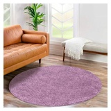 Carpet City Hochflor-Teppich »City Shaggy«, rund, 30 mm Höhe, Teppich Einfarbig Uni, besonders flauschig-weich lila