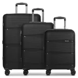 d & n d&n Travel Line 4300-Plus 4 Rollen Kofferset 3-teilig mit Dehnfalte black