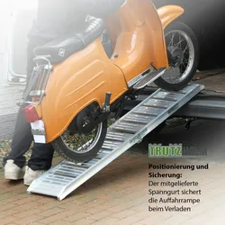 Baumarktplus TRUTZHOLM 1 x Auffahrrampe klappbar 180 cm Traglast 200kg Alu grau geriffelt Motorradrampe Verladerampe