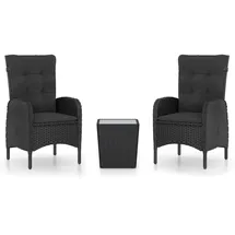 vidaXL 3-tlg Bistro-Set Poly Rattan und Glas Schwarz Modell 1