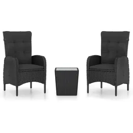 vidaXL 3-tlg Bistro-Set Poly Rattan und Glas Schwarz Modell 1