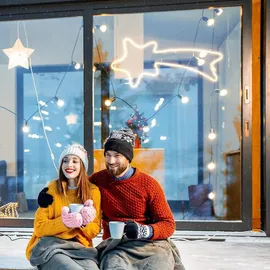 salcar LED Lichterkette Weihnachtsbeleuchtung Lichter deko Weihnachten Neonlicht Sternschnuppe 70cm Fenster innen Weihnachtslicht - Weiß