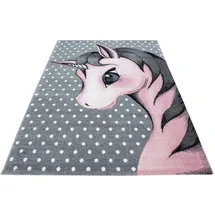 BEN'N'JEN Kinderteppich Kids Grau/Weiß/Pink ca. 80x150cm