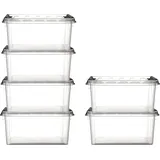 orthex 6x Aufbewahrungsbox stapelbare Box Smart Store Classic 31 transparent mit Deckel & Klickverschluss