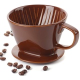 DOWAN Kaffeefilter Porzellan, Größe 2 Kaffee Dauerfilter aus Keramik für 2 Tassen Kaffee, Permanent Kaffeefilter für Zuhause, Café, Restaurants, Geschenk für Mama, Papa, Freunde, Braun