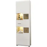 Innostyle Stella Trading Fun Plus Große Vitrine weiss mit schönen Hirnholz-Applikationen - Moderne Glasvitrine inkl. LED Beleuchtung - 65 x 205 x 37 cm (B/H/T)