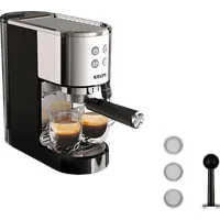 Krups XP444C Virtuoso+ Espresso-Siebträgermaschine Edelstahl/Schwarz