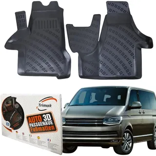 Trimak Passform-Fußmatten Oder Kofferraumwanne Oder Set für VW Transporter, VW Transporter T5 & T6 2003-2023 Typ 7H/7E/SG/SHGummimatten Auto schwarz