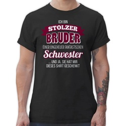 Shirtracer T-Shirt Ich bin stolzer Bruder Bruder schwarz XXL