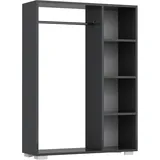 [en.casa] Nesbyen Garderobenschrank 126 x 90 x 30 cm anthrazit
