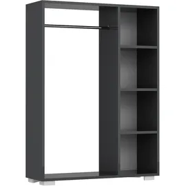 [en.casa] Nesbyen Garderobenschrank 126 x 90 x 30 cm anthrazit