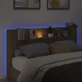 vidaXL Kopfteil-Schrank mit LED mit Regal Sonoma 180 x 16,5 x 103,5 cm