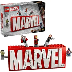 LEGO Super Heroes 76313 MARVEL Logo & Minifiguren Bausatz, Mehrfarbig