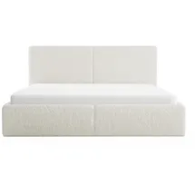 FEDVE Polsterbett Riberia Slim aus Bouclé-Stoff 200x200 cm, Creme - Weiß