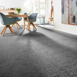 Andiamo Teppichboden ANDIAMO "Softness, Velours, Gesamthöhe 17 mm, Luxusklasse LC5", grau, B:400cm L:450cm, Kunstfaser, Teppiche, Uni Farben, Breite 400 cm, besonders weich, Wohnzimmer, Schlafzimmer
