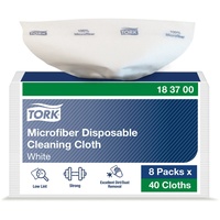 TORK Mikrofaser Einweg Reinigungstücher Weiß mit blauem Druck, zur trockenen und nassen Verwendung, 8 × 40 Tücher, 183700