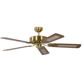 Pepeo Potkuri 132 cm Deckenventilator 58 W messing seidenmatt/eiche/eiche-rattan