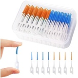 MIVAIUN 200 Stück Zahnzwischenraum Bürste,Zahnreinigung Bürsten,Interdentalbürste,Tragbarer Dental Floss,Silikon Adaptive Interdentalbürste,Zahnreinigung Und Plaqueentfernung(Blau + Orange)