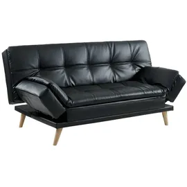 vente-unique Schlafcouch Kunstleder 3-Sitzer Schwarz