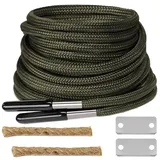 UamGlsob 4mm Runde Stiefel Schnürsenkel mit Feuerstahl (Army green, 180cm) - 72Inch/180cm