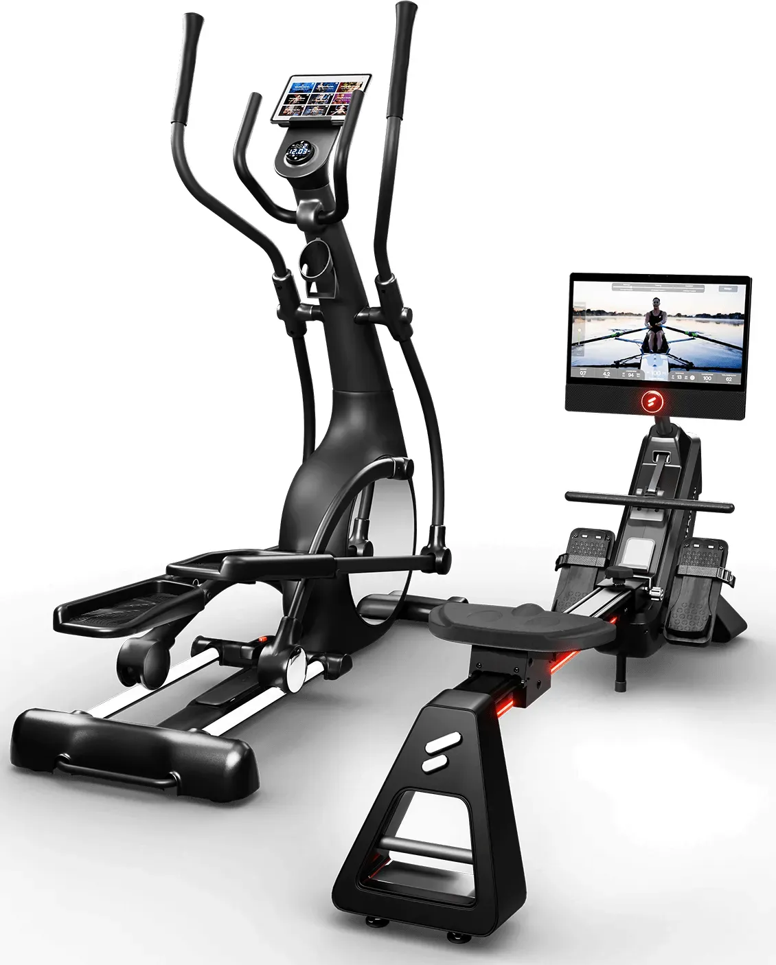 Sportstech Fitness‐Bundle sCross + sRow, Crosstrainer & Rudergerät mit LED‐Display, App‐Kompatibel, Ganzkörper‐Cardio für Home Gym