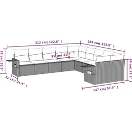 vidaXL Gartensofa-Set 10-tlg. schwarz
