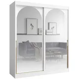 Deine Möbel 24 Schiebetürenschrank MOSSA 180 cm breit mit Spiegel (perfekt für Schlafzimmer, Flur, Garderobe, 1-St., Schwebetürenschrank) Kleiderschrank in Weiß, Schwarz Cashmere weiß