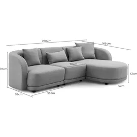 Livora Ecksofa Polyester 2-Sitzer Dunkelgrau
