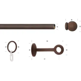 GARESA Gardinenstange GARESA "ESPERANCA", braun (rost), L:290cm Ø:16mm, Metall, Gardinenstangen, rustikale Vorhanggarnitur, verlängerbar, Eisen, Endk. Kugel, m. Ringe