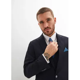 bonprix Anzug mit Weste, und Krawatte in Slim Fit (4-tlg.Set), blau Gr.66, Modischer 4-tlg Anzug bestehend aus Sakko, Hose, Weste, Krawatte und Einstecktuch,
