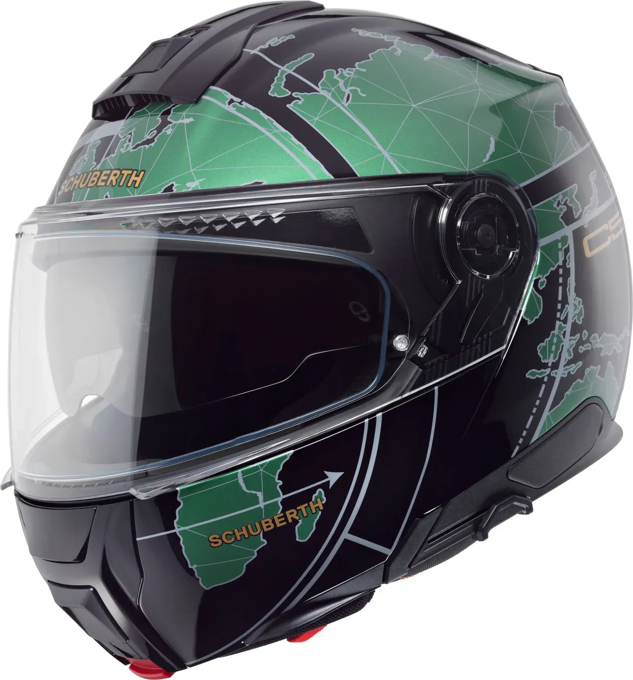 Schuberth C5 Globe, casque rabattable - Noir/Vert - XL (60/61)