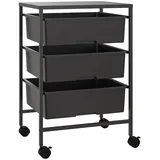 Homcom Rollwagen, Servierwagen mit 3 Etagen, Griffe, Aufbewahrungswagen Schwarz Metall, 40.8x60.5x33.5 cm, Esszimmer,