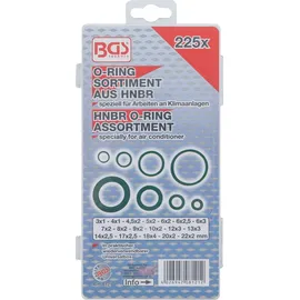 BGS O-Ring-Sortiment HNBR Grün 225-teilig Ø 3 - 22 mm