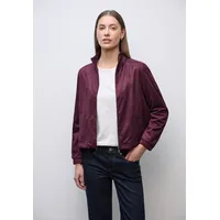 STREET ONE STREET ONE, Damen, Gr. 46, noble rot, Stoff, 88% Polyester, 12% Elasthan, unifarben, normal normal, hoch geschlossener Ausschnitt, elastischer Bund, Jacken Kurzjacke, mit Stehkragen