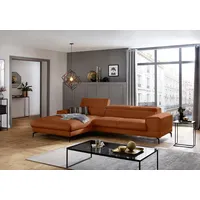 Ecksofa W.SCHILLIG "piedroo, Designsofa mit tollem Sitzkomfort, L-Form", braun (cognac z69), B:303cm H:70cm T:193cm, Longlife Xtra-Leder Z69: Das feinnarbige, gedeckte Softleder Z69 besticht durch seine außergewöhnliche Weichheit im trendigen u00bbVintage-Looku00ab, Hautstärke 0, 9 - 1, 1 mm, Sofas, Kopfteilverstellung, wahlweise mit Sitztiefenverstellung, Breite 303cm