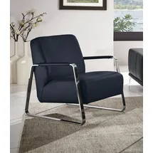 W.Schillig Cocktailsessel »quadroo Designsessel, Loungesessel« mit bezogenen Armlehnen, Gestell in Chrom glänzend blau