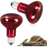 Forhome 2 Stück Reptilien Rotlichtlampe, Rotlichtlampe Wärmelampe heizlampe 100W, Infrarotlampe Wärmelampe Tiere E27 Base Infrarot Wärmelampe Heizlampen für idechsen, Schildkröten, Schlangen, Spinnen