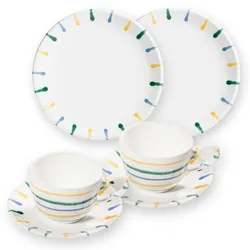 Gmundner Keramik Buntgeflammt, Frühstück für 2 Cup