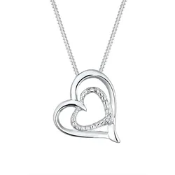 Elli DIAMONDS Herz Liebes Diamant (0.015 ct.) 925 Silber Weiß Damen 