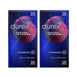 Durex Préservatifs Orgasm' Intense - 2 x 10 Extra Lubrifiés Stimulants et Texturés Concentré 2x10 pc(s)